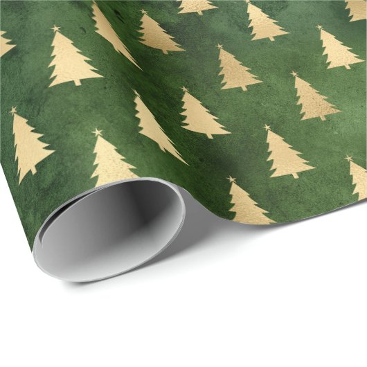 Rustige  groene kerstbomen cadeaupapier (Rol Hoek)