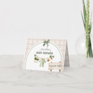 Rustige Groene Lokale Baby Shower Bedankkaart