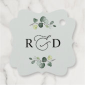 Rustige Groene Monogram Trouw Dank Je Bedankjes Labels (Achterkant)