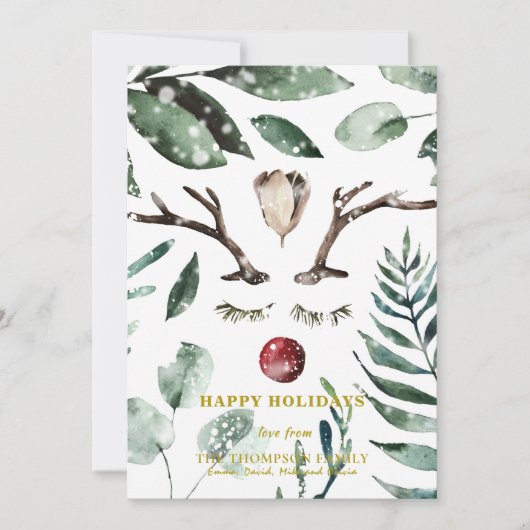 Rustige groene olievlek Magnolia Feestdagenkaart (Voorkant)