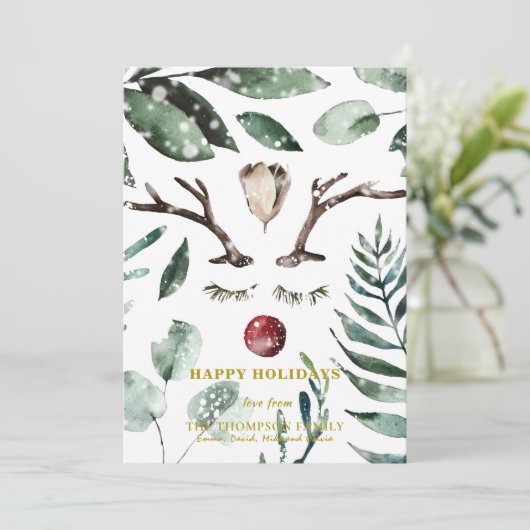 Rustige groene olievlek Magnolia Feestdagenkaart (Staand voorkant)