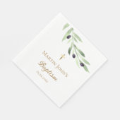 Rustige groene olijftak Baptisme Servet (Hoek)