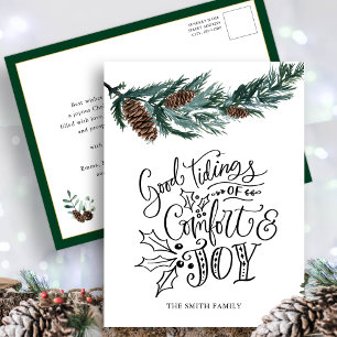 Rustige groene pijnappel Kerstgroet van troost en  Briefkaart