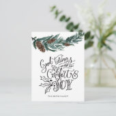 Rustige groene pijnappel Kerstgroet van troost en  Briefkaart (Staand voorkant)