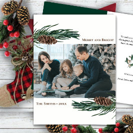 Rustige groene pijnboom Waterverf Feestdagen Kaart