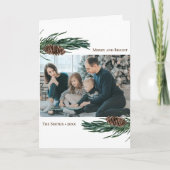 Rustige groene pijnboom Waterverf Feestdagen Kaart (Voorkant)