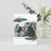 Rustige groene pijnboom Waterverf Feestdagenkaart (Staand voorkant)