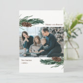 Rustige groene pijnboom Waterverf Feestdagenkaart (Staand voorkant)