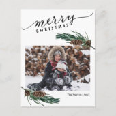 Rustige groene pijnboom Waterverf Feestdagenkaart (Voorkant)