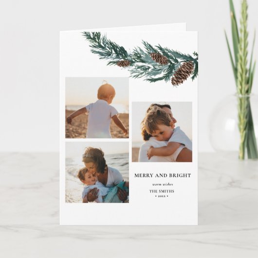 Rustige groene sinushoorn Stevige fotocollage Feestdagen Kaart (Voorkant)