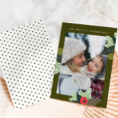 Rustige groene Stippen Botanisch Lijst Kerstmis Feestdagenkaart