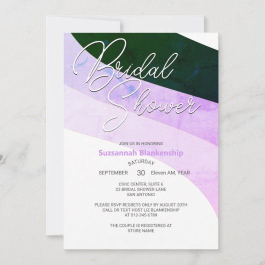 Rustige groene Violet Horizontale Streams Kaart (Voorkant)