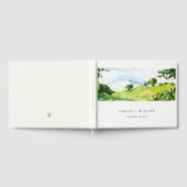 Rustige groene Waterverf Landelijke Hills Wedding Gastenboek (Volledig)