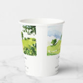 Rustige groene Waterverf Landelijke Hills Wedding Papieren Bekers (Rechts)