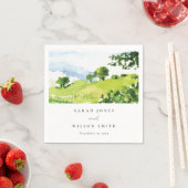 Rustige groene Waterverf Landelijke Hills Wedding Servet (Insitu)