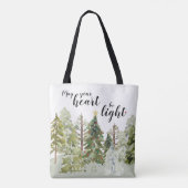 Rustige groene Waterverf met kerstmis Tote Bag (Achterkant)