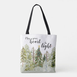 Rustige groene Waterverf met kerstmis Tote Bag