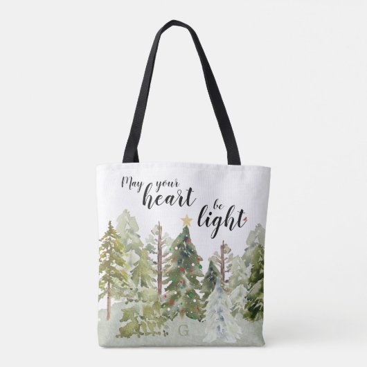 Rustige groene Waterverf met kerstmis Tote Bag (Achterkant)