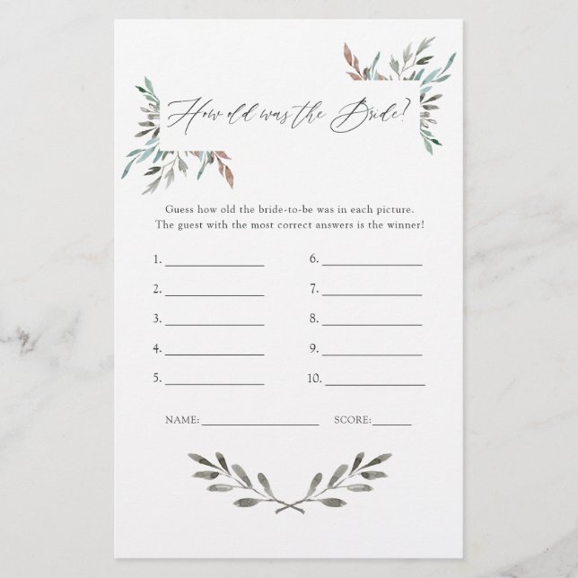 Rustige Groene Winter Bruiloftsspel (Voorkant)