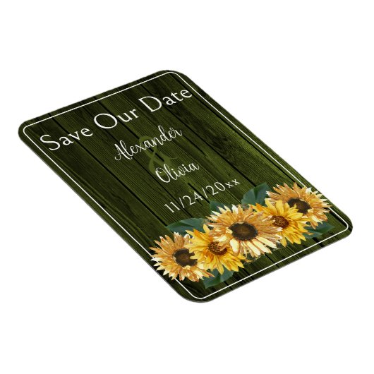 Rustige groene zonnebloem bespaart de Date Magnet Magneet (Rechterzijde)