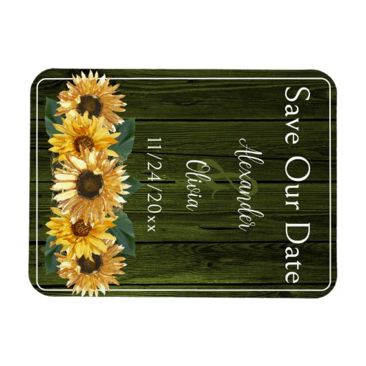 Rustige groene zonnebloem bespaart de Date Magnet Magneet (Horizontaal)