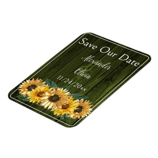 Rustige groene zonnebloem bespaart de Date Magnet Magneet (Linkerzijde)