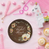 Rustige groene zonnebloemen pompoen herfst bruilof papieren bordje (Feest)