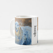 Rustige handbeschilderde schapenkwekermonogram koffiemok (Voorkant links)