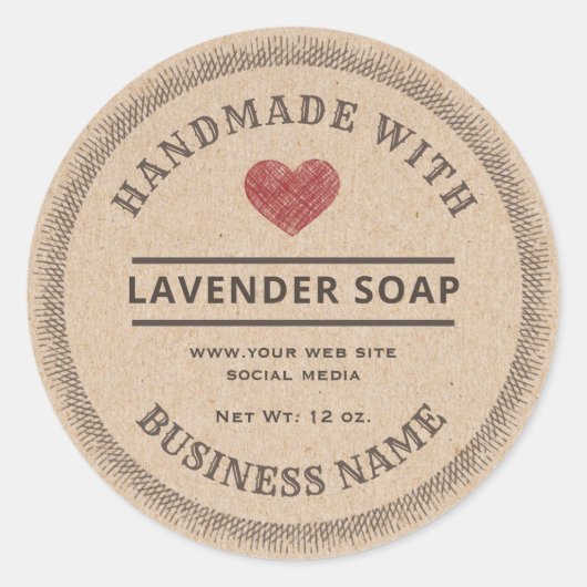  rustige handgemaakte kartonnen zeep-etiket ronde sticker (Voorkant)