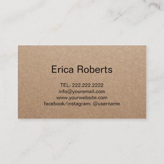 Rustige handgemaakte, kleine tekstremming visitekaartje (Achterkant)