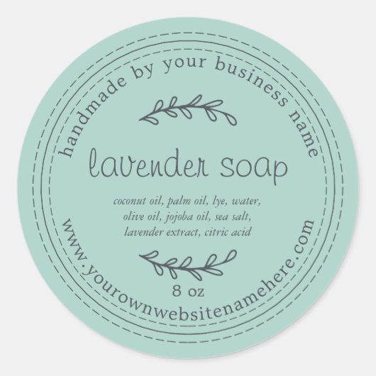 Rustige handgemaakte lavendel - blauw ronde sticker (Voorkant)