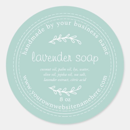 Rustige handgemaakte lavendel - blauw ronde sticker (Voorkant)