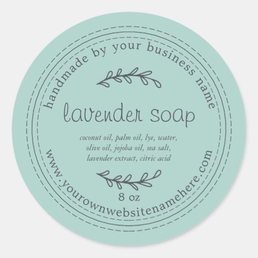 Rustige handgemaakte lavendel - blauw ronde sticker (Voorkant)