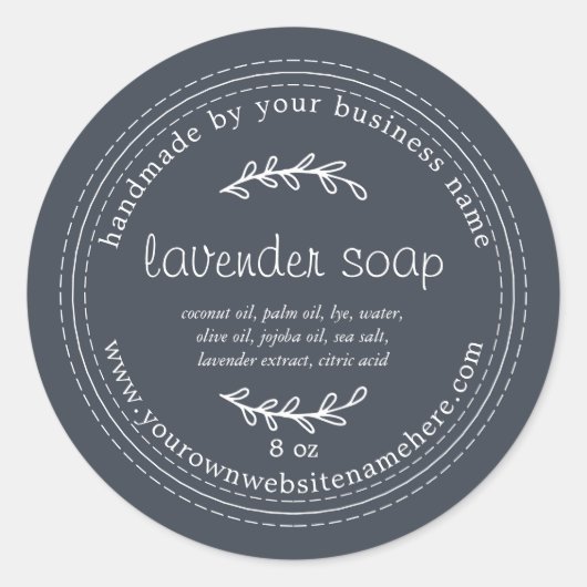 Rustige handgemaakte lavendel Donkerblauw Ronde Sticker (Voorkant)