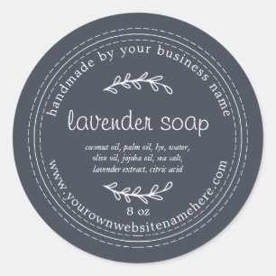 Rustige handgemaakte lavendel Donkerblauw Ronde Sticker