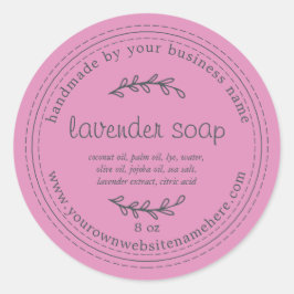 Rustige handgemaakte lavendel Soap Fuchsia roze Ronde Sticker