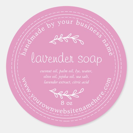 Rustige handgemaakte lavendel Soap Fuchsia roze Ronde Sticker (Voorkant)