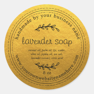 Rustige handgemaakte lavendel Soap Gold Ronde Sticker