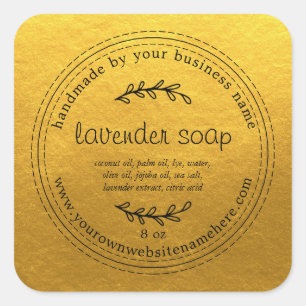Rustige handgemaakte lavendel Soap Gold Vierkante Sticker