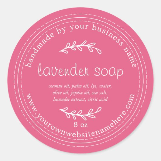 Rustige handgemaakte lavendel Soap Hot Pink Ronde Sticker (Voorkant)