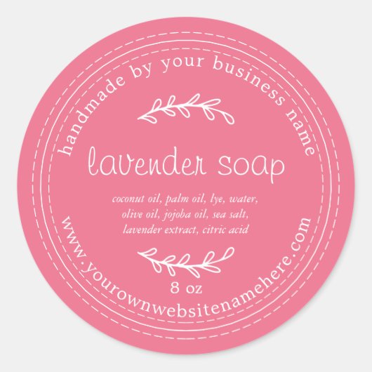 Rustige handgemaakte lavendel Soap limonade roze Ronde Sticker (Voorkant)