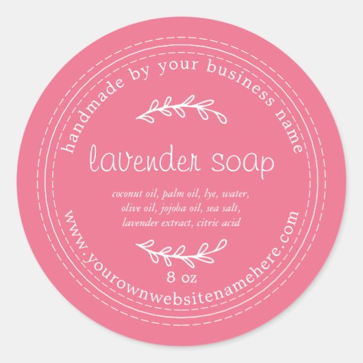 Rustige handgemaakte lavendel Soap Roze Ronde Sticker (Voorkant)