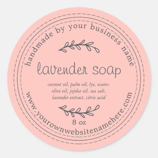 Rustige handgemaakte lavendel Soap Roze Ronde Sticker (Voorkant)