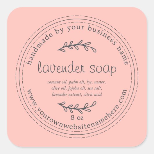Rustige handgemaakte lavendel Soap Roze Vierkante Sticker (Voorkant)