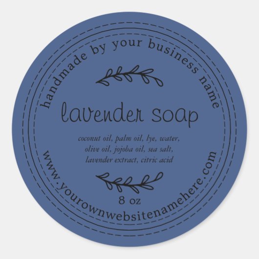 Rustige handgemaakte lavendel Soap True Blue Ronde Sticker (Voorkant)