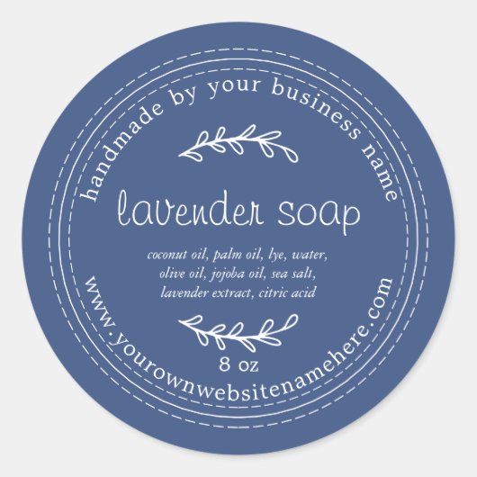 Rustige handgemaakte lavendel Soap True Blue Ronde Sticker (Voorkant)