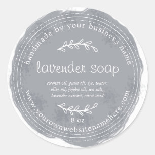 Rustige handgemaakte lavendel Waterverf donkerblau Ronde Sticker