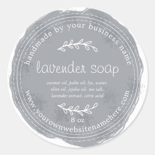 Rustige handgemaakte lavendel Waterverf donkerblau Ronde Sticker (Voorkant)