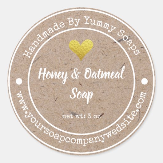 Rustige handgemaakte soap - bedrijfsetiket ronde sticker (Voorkant)