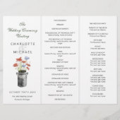 Rustige handgeplukte bloemen Tri-Fold trouwprogram (Voorkant)